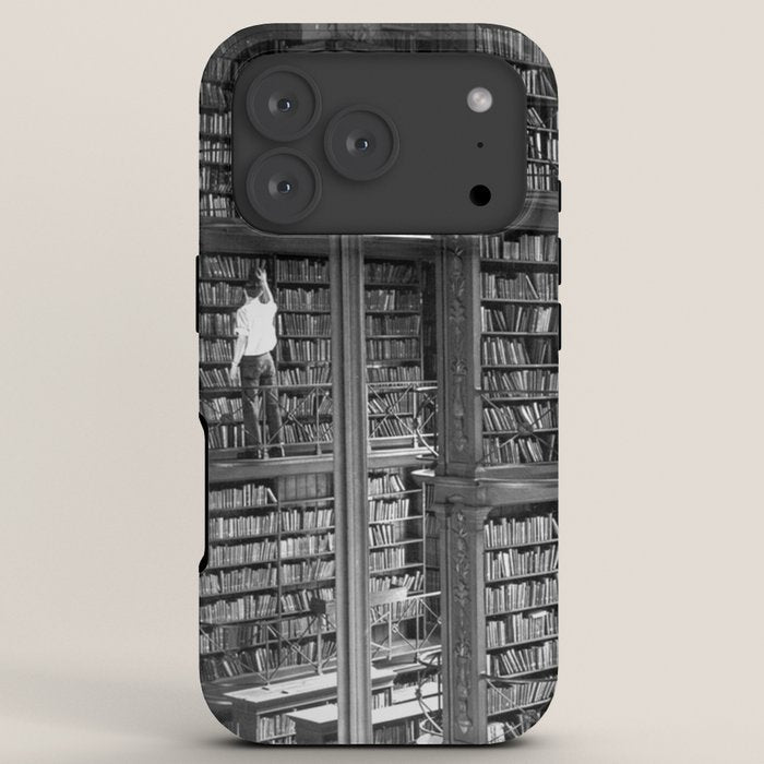 A book lovers dream - Cast-iron Book Alcoves Cincinnati Library black and white photography iPhone Case