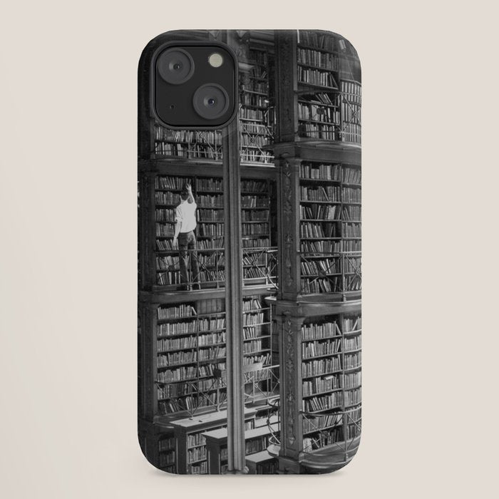 A book lovers dream - Cast-iron Book Alcoves Cincinnati Library black and white photography iPhone Case