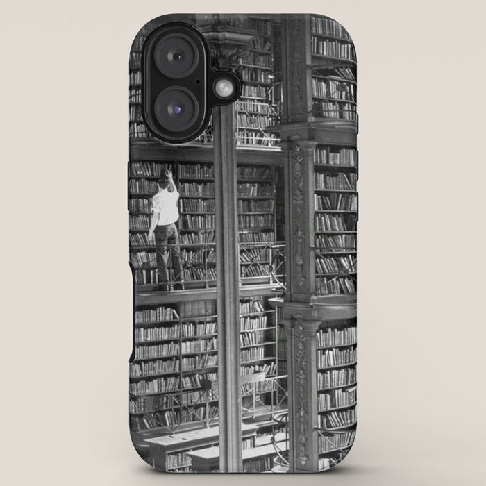 A book lovers dream - Cast-iron Book Alcoves Cincinnati Library black and white photography iPhone Case