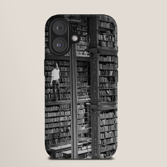 A book lovers dream - Cast-iron Book Alcoves Cincinnati Library black and white photography iPhone Case