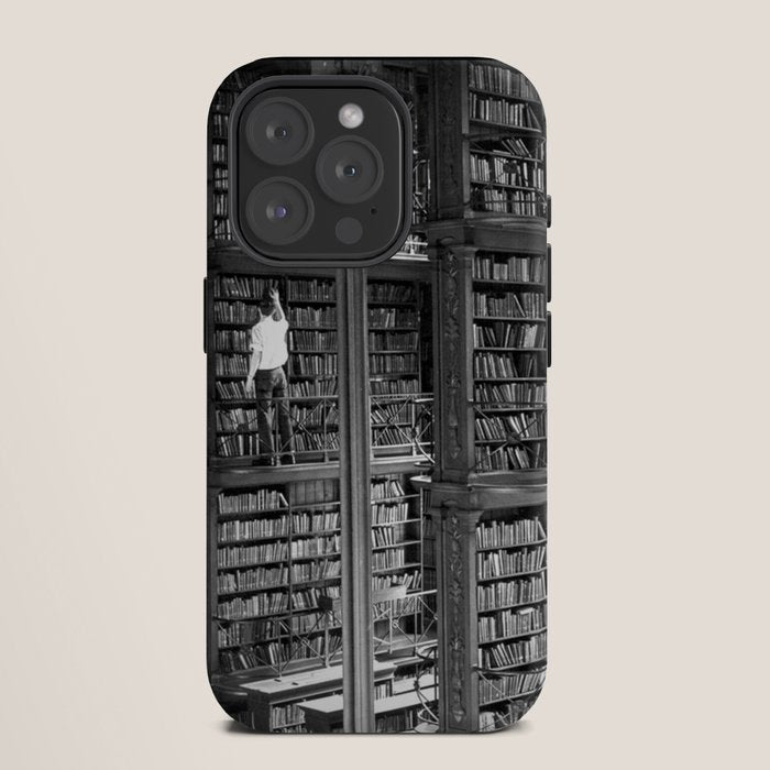 A book lovers dream - Cast-iron Book Alcoves Cincinnati Library black and white photography iPhone Case
