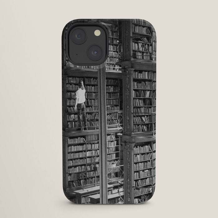 A book lovers dream - Cast-iron Book Alcoves Cincinnati Library black and white photography iPhone Case