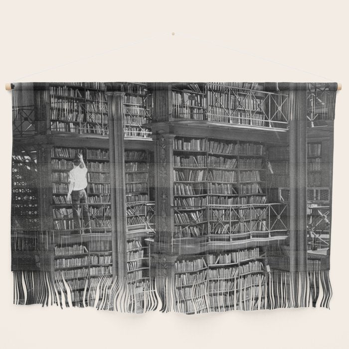 A book lovers dream - Cast-iron Book Alcoves Cincinnati Library black and white photography Wall Hanging