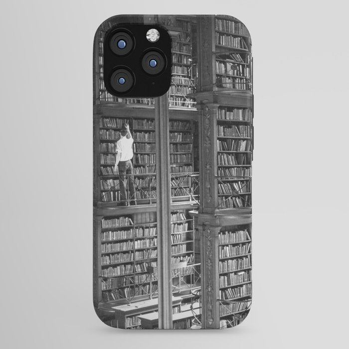 A book lovers dream - Cast-iron Book Alcoves Cincinnati Library black and white photography iPhone Case
