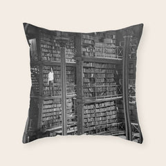 A book lovers dream - Cast-iron Book Alcoves Cincinnati Library black and white photography Throw Pillow