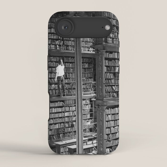 A book lovers dream - Cast-iron Book Alcoves Cincinnati Library black and white photography iPhone Case