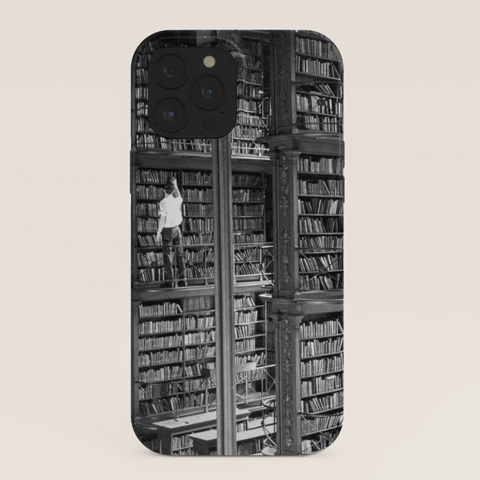 A book lovers dream - Cast-iron Book Alcoves Cincinnati Library black and white photography iPhone Case
