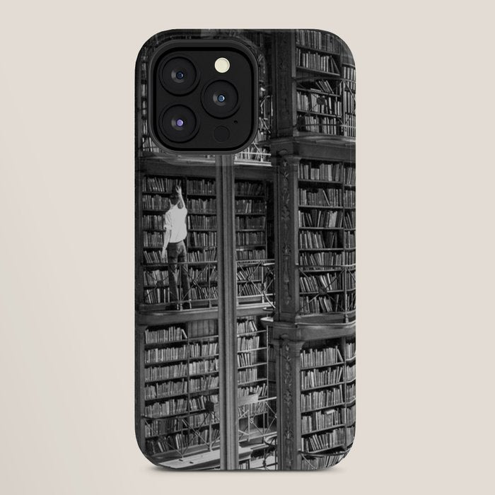 A book lovers dream - Cast-iron Book Alcoves Cincinnati Library black and white photography iPhone Case