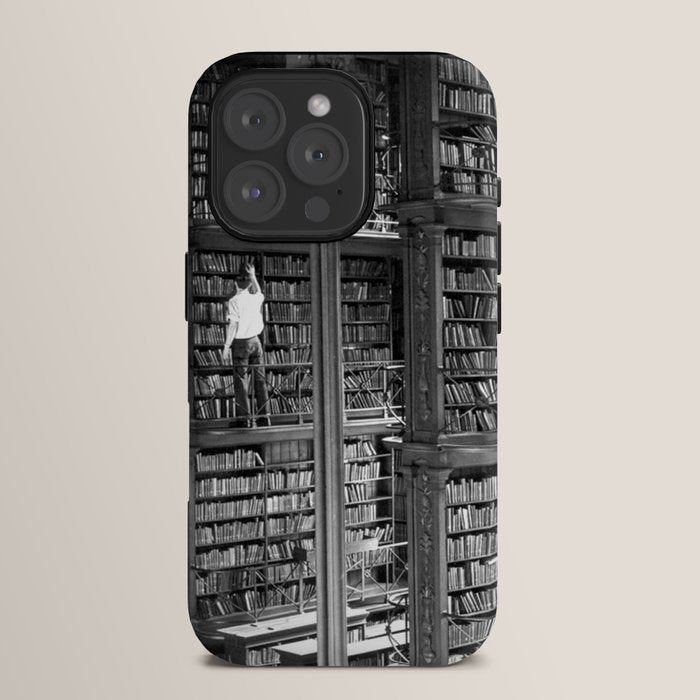A book lovers dream - Cast-iron Book Alcoves Cincinnati Library black and white photography iPhone Case