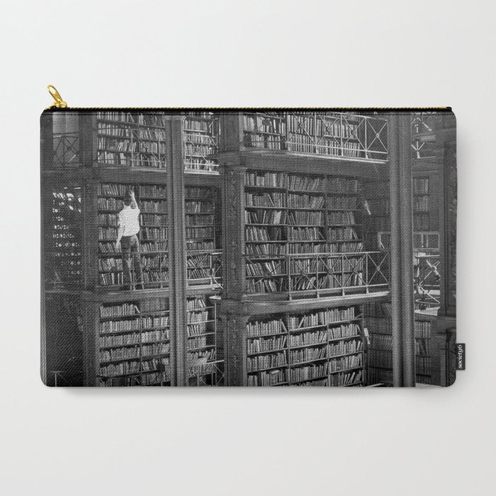 A book lovers dream - Cast-iron Book Alcoves Cincinnati Library black and white photography Carry All Pouch