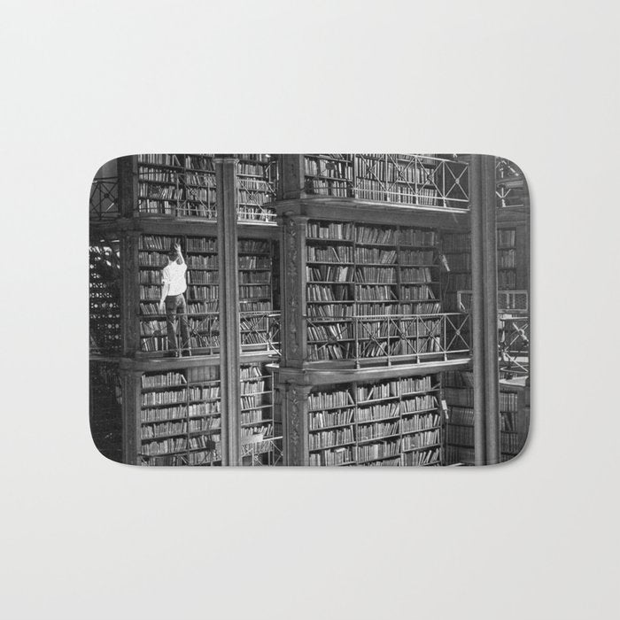 A book lovers dream - Cast-iron Book Alcoves Cincinnati Library black and white photography Bath Mat