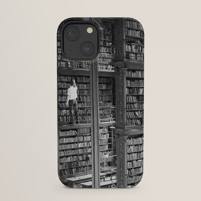 A book lovers dream - Cast-iron Book Alcoves Cincinnati Library black and white photography iPhone Case