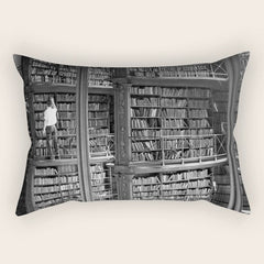 A book lovers dream - Cast-iron Book Alcoves Cincinnati Library black and white photography Rectangular Pillow