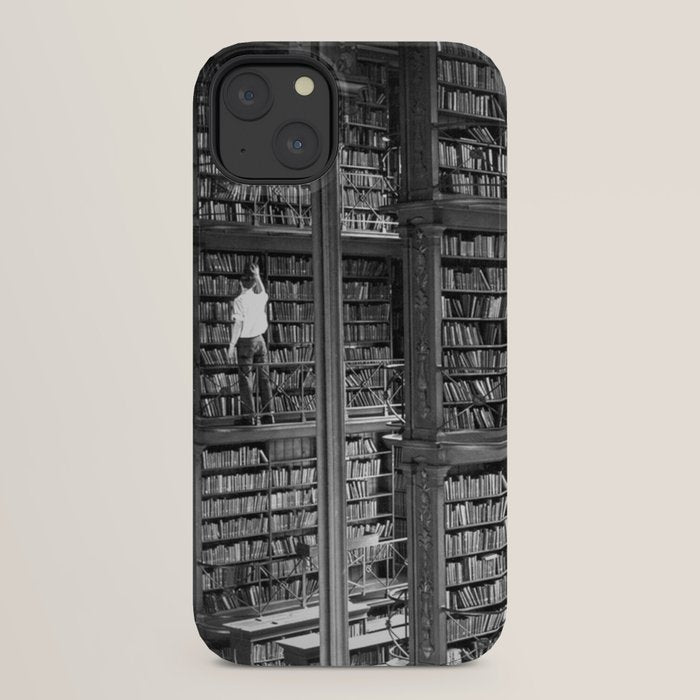 A book lovers dream - Cast-iron Book Alcoves Cincinnati Library black and white photography iPhone Case