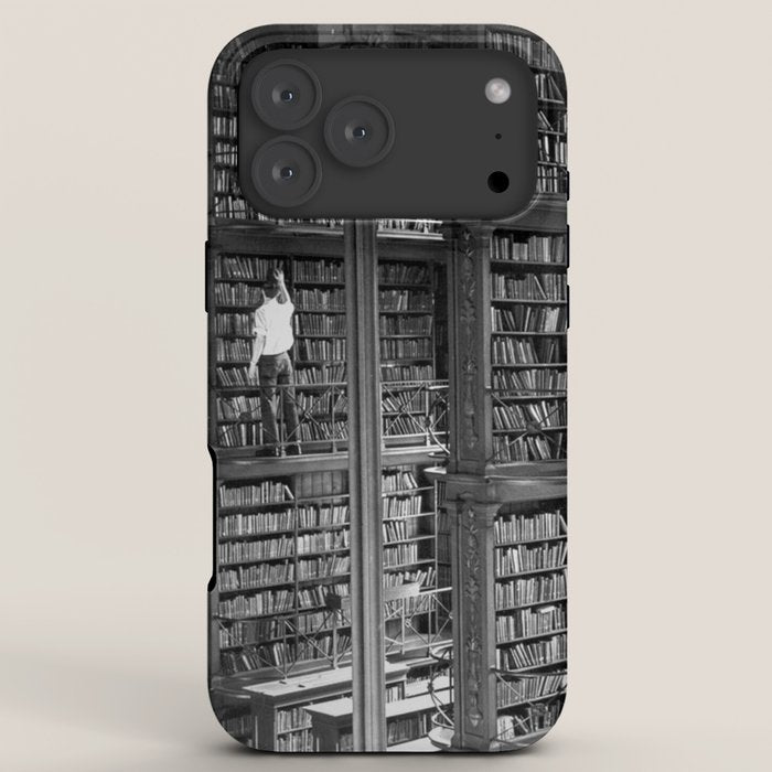 A book lovers dream - Cast-iron Book Alcoves Cincinnati Library black and white photography iPhone Case