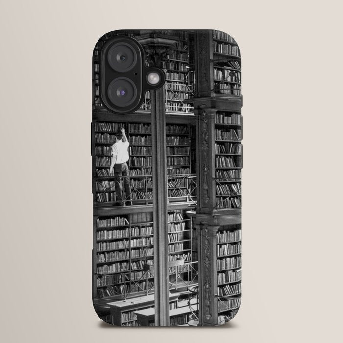 A book lovers dream - Cast-iron Book Alcoves Cincinnati Library black and white photography iPhone Case