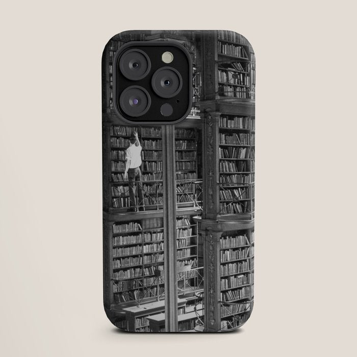 A book lovers dream - Cast-iron Book Alcoves Cincinnati Library black and white photography iPhone Case