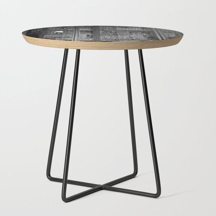 A book lovers dream - Cast-iron Book Alcoves Cincinnati Library black and white photography Side Table