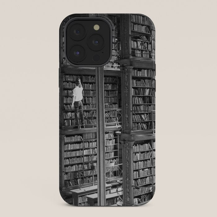 A book lovers dream - Cast-iron Book Alcoves Cincinnati Library black and white photography iPhone Case