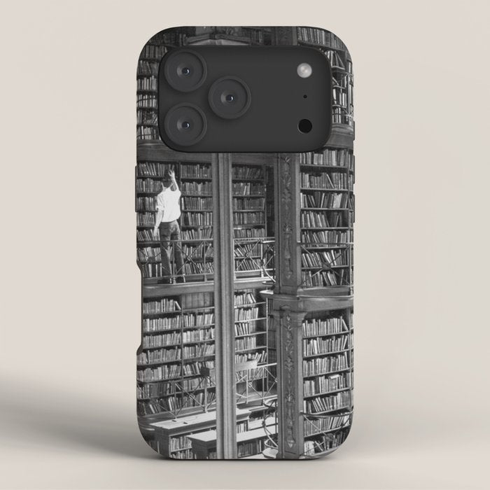 A book lovers dream - Cast-iron Book Alcoves Cincinnati Library black and white photography iPhone Case