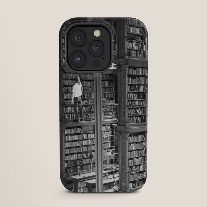 A book lovers dream - Cast-iron Book Alcoves Cincinnati Library black and white photography iPhone Case