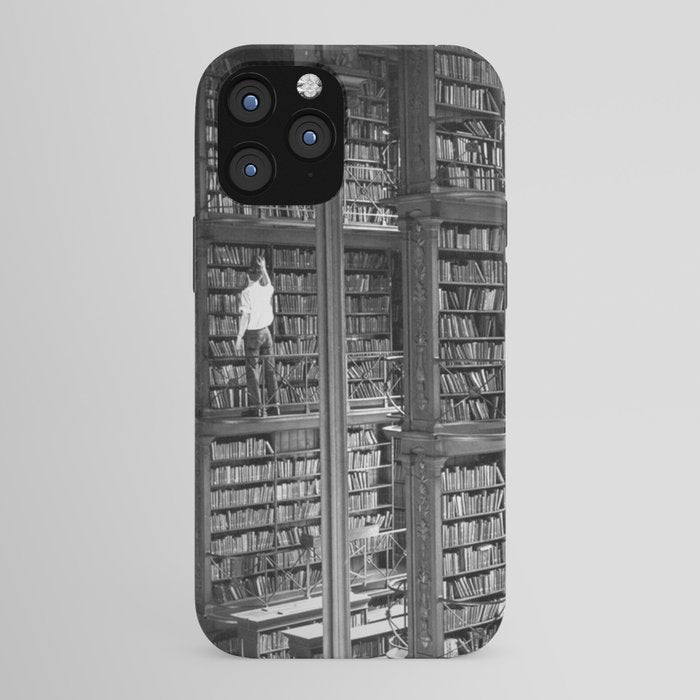 A book lovers dream - Cast-iron Book Alcoves Cincinnati Library black and white photography iPhone Case