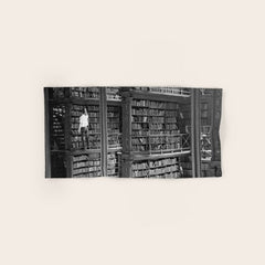 A book lovers dream - Cast-iron Book Alcoves Cincinnati Library black and white photography Bath Towel