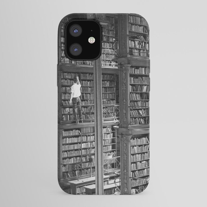 A book lovers dream - Cast-iron Book Alcoves Cincinnati Library black and white photography iPhone Case