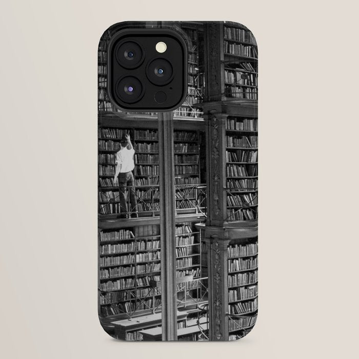 A book lovers dream - Cast-iron Book Alcoves Cincinnati Library black and white photography iPhone Case