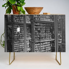 A book lovers dream - Cast-iron Book Alcoves Cincinnati Library black and white photography Credenza