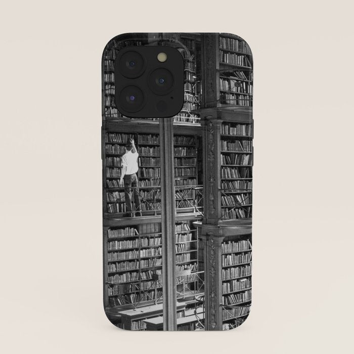 A book lovers dream - Cast-iron Book Alcoves Cincinnati Library black and white photography iPhone Case