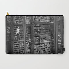 A book lovers dream - Cast-iron Book Alcoves Cincinnati Library black and white photography Carry All Pouch