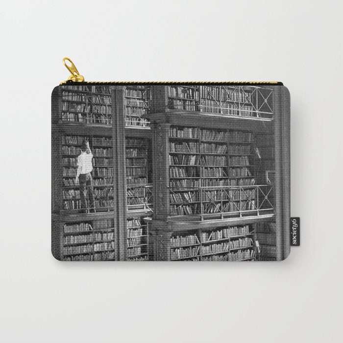 A book lovers dream - Cast-iron Book Alcoves Cincinnati Library black and white photography Carry All Pouch