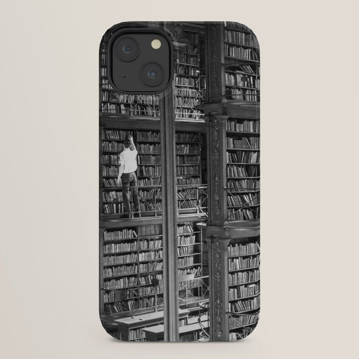 A book lovers dream - Cast-iron Book Alcoves Cincinnati Library black and white photography iPhone Case