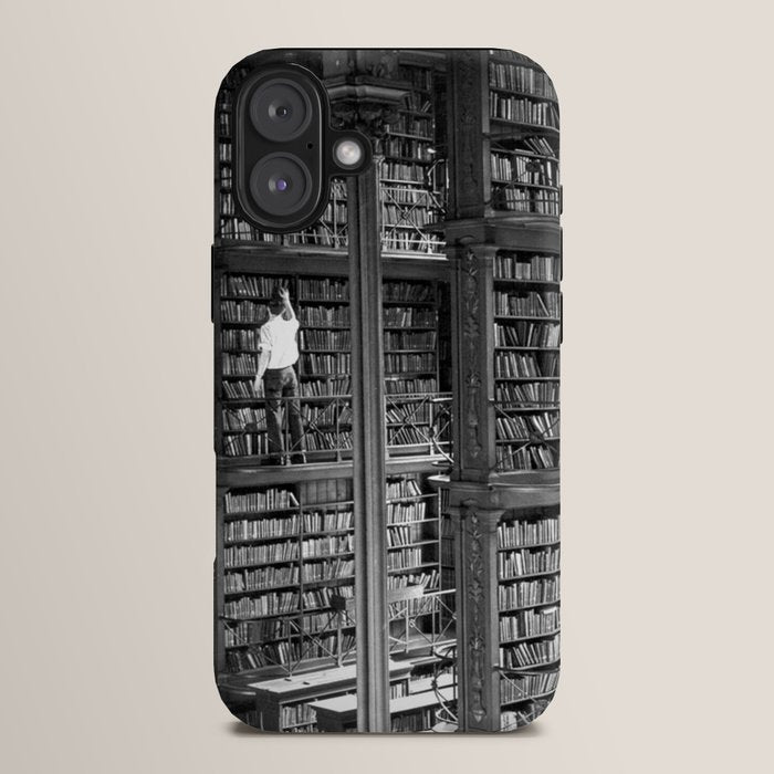 A book lovers dream - Cast-iron Book Alcoves Cincinnati Library black and white photography iPhone Case