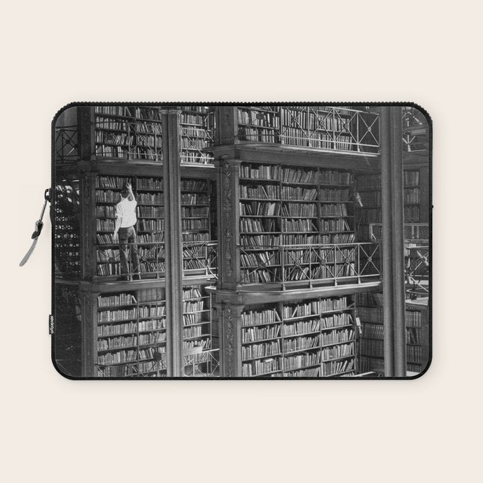 A book lovers dream - Cast-iron Book Alcoves Cincinnati Library black and white photography Laptop Sleeve