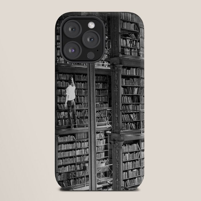 A book lovers dream - Cast-iron Book Alcoves Cincinnati Library black and white photography iPhone Case