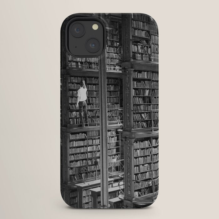 A book lovers dream - Cast-iron Book Alcoves Cincinnati Library black and white photography iPhone Case