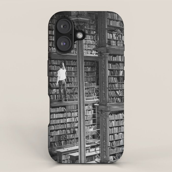 A book lovers dream - Cast-iron Book Alcoves Cincinnati Library black and white photography iPhone Case