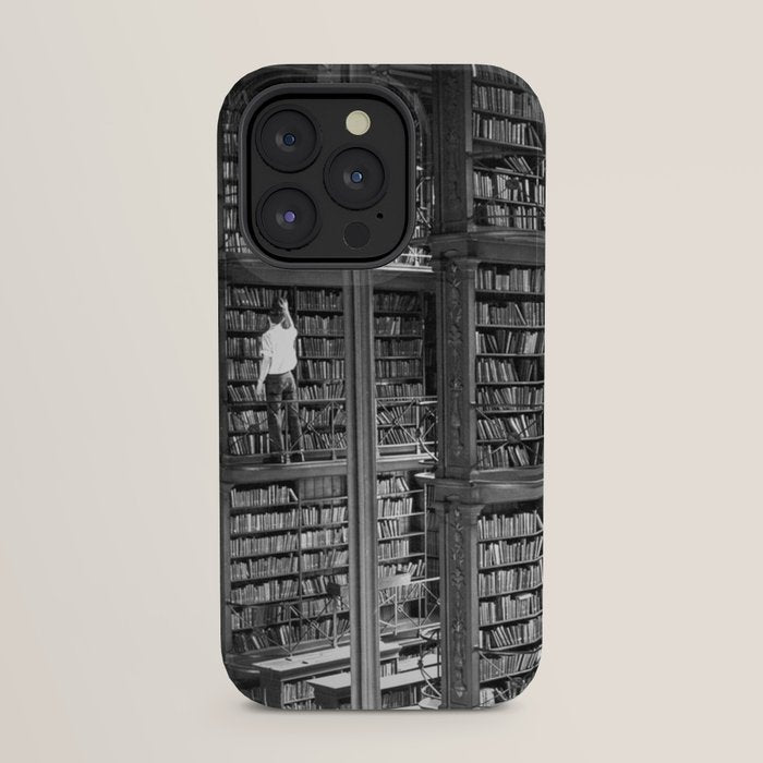 A book lovers dream - Cast-iron Book Alcoves Cincinnati Library black and white photography iPhone Case