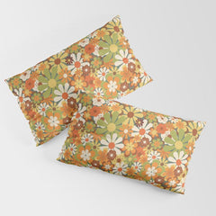 70's Retro Flowers Print Pillow Sham