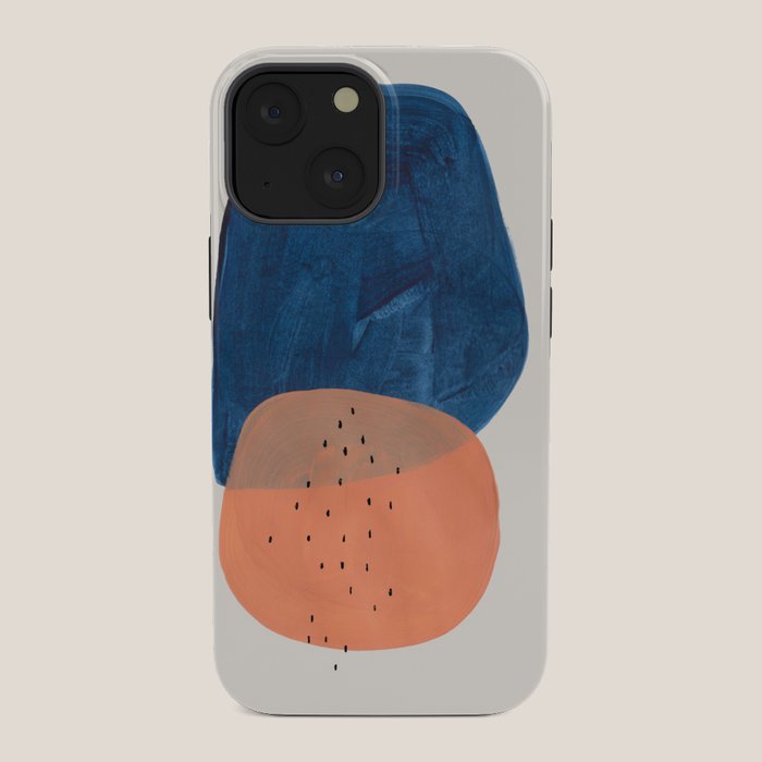 Twins' Minimalist Modern Mid Century Colorful Navy Blue Tan Shapes by Ejaaz Haniff iPhone Case