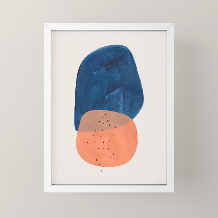 Twins' Minimalist Modern Mid Century Colorful Navy Blue Tan Shapes by Ejaaz Haniff Mini Art Print