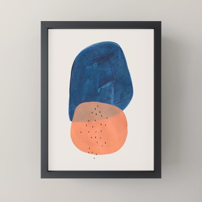 Twins' Minimalist Modern Mid Century Colorful Navy Blue Tan Shapes by Ejaaz Haniff Mini Art Print