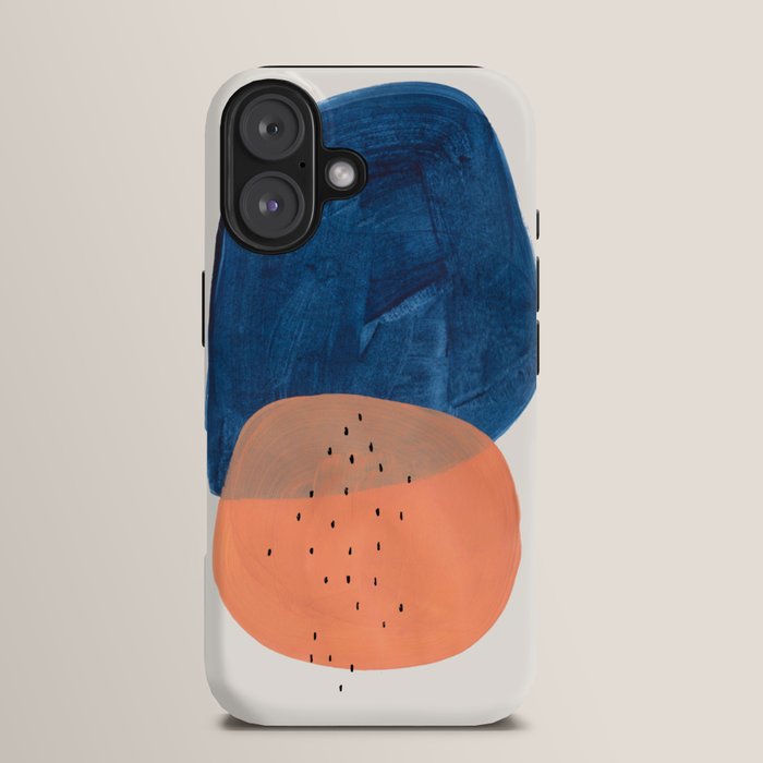 Twins' Minimalist Modern Mid Century Colorful Navy Blue Tan Shapes by Ejaaz Haniff iPhone Case