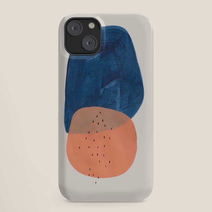 Twins' Minimalist Modern Mid Century Colorful Navy Blue Tan Shapes by Ejaaz Haniff iPhone Case