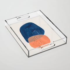 Twins' Minimalist Modern Mid Century Colorful Navy Blue Tan Shapes by Ejaaz Haniff Acrylic Tray