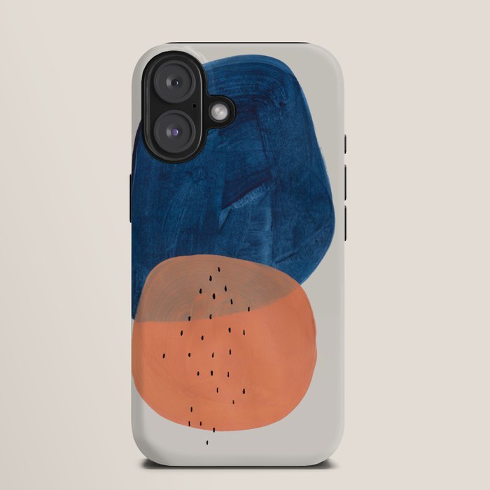 Twins' Minimalist Modern Mid Century Colorful Navy Blue Tan Shapes by Ejaaz Haniff iPhone Case