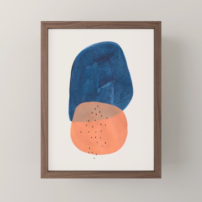Twins' Minimalist Modern Mid Century Colorful Navy Blue Tan Shapes by Ejaaz Haniff Mini Art Print