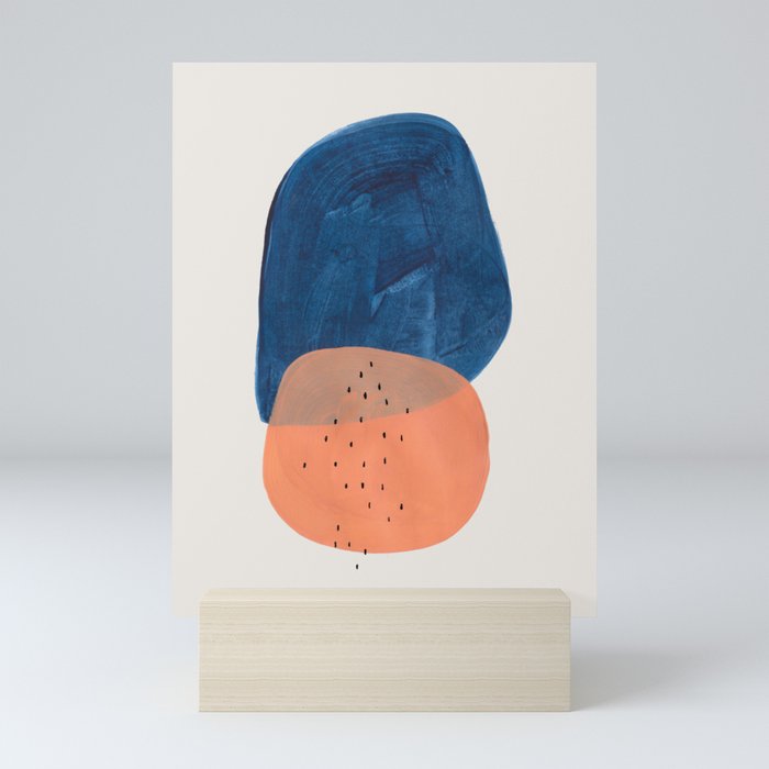 Twins' Minimalist Modern Mid Century Colorful Navy Blue Tan Shapes by Ejaaz Haniff Mini Art Print